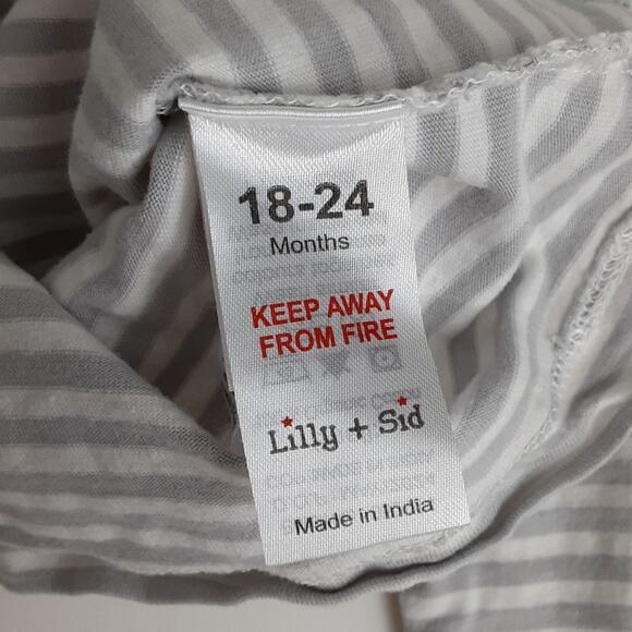 Lilly + Sid Pumpkin Patch Teddy Bear Long Sleeve Shirt Gray Stripe Baby 18-24mo - Picture 6 of 6